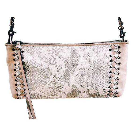 Elliott Lucca Crossbody Bag 100% Leather Neutral Snake Detachable Chain Strap - Picture 1 of 11